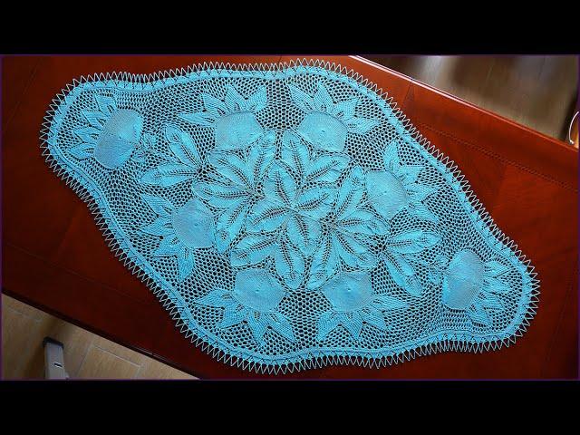 Knitting a turquoise or yellow doily. Corner. Part 12.