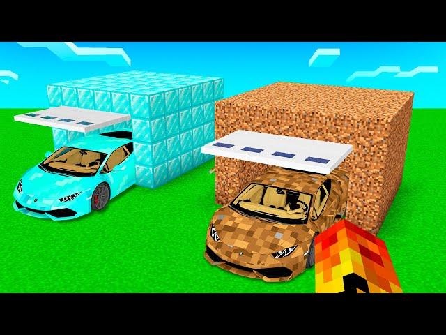 GARAGEM DO CARRO DE DIAMANTE vs GARAGEM DO CARRO DE TERRA no MINECRAFT