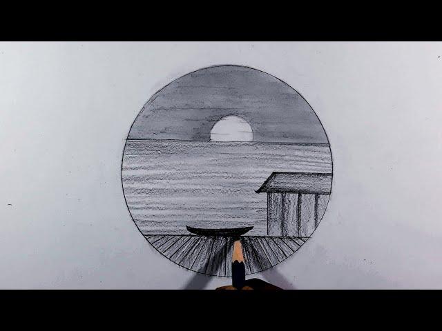 Circle drawing - easy circle drawing - pencil drawing - easy scenery drawing - easy drawings