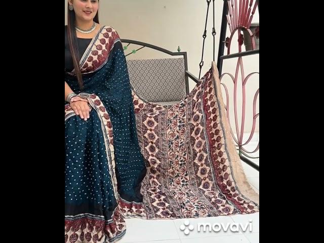  AJRAKH PRINT WITH BANDHANI MODAL SILK SAREE 