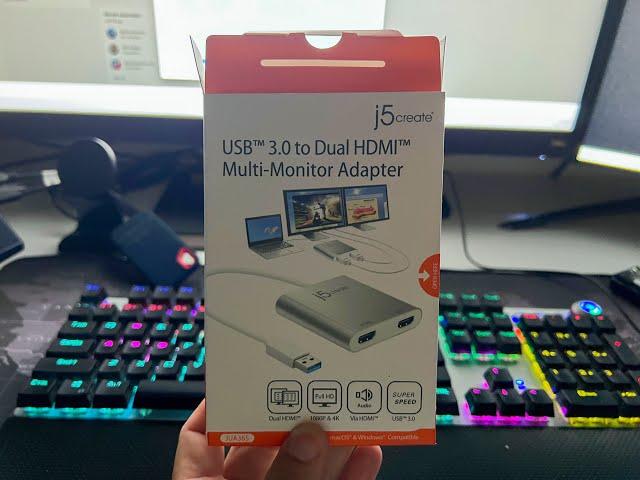 This USB 3.0 to Dual HDMI Multi Monitor Adapter is all you need