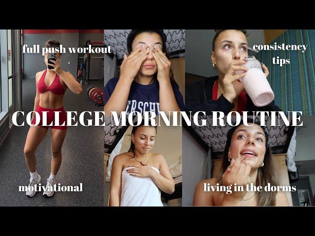 MY PRODUCTIVE COLLEGE MORNING & GYM ROUTINE: full push workout + consistency  tips!