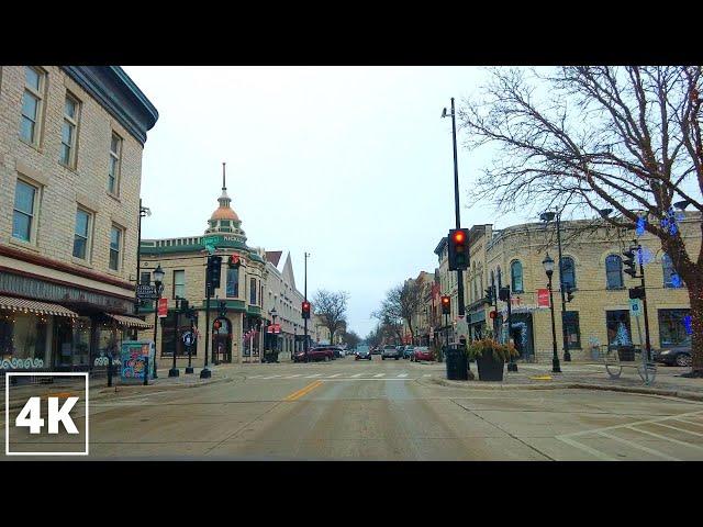 Historic Downtown Waukesha Driving Tour on a Gloomy Day | Small Town America | 4K Waukesha, WI Tour