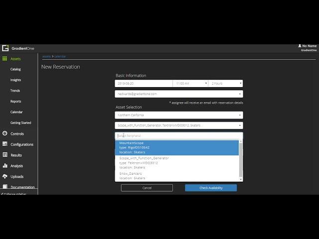 Creating a Reservation For A Test Lab Asset Using GradientOne