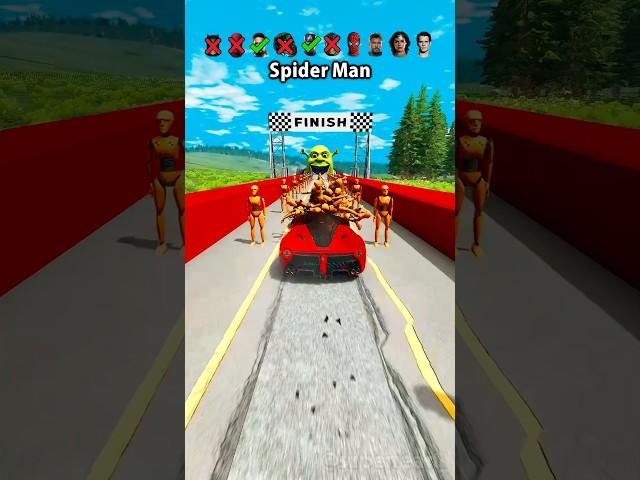 Super Hero's Cars vs 100 Humans  BeamNG.Drive #shorts #beamng #satisfying
