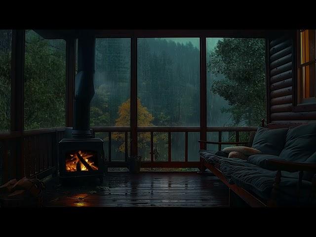 Quiet Forest Room Ambience: Rain, Fireplace & Thunderstorm Sounds to Sleep Instantly, Relax