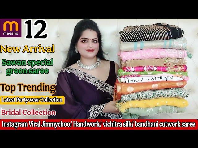 Meesho Saree haulMeesho jimmychoo/Handwork/chiffon/Net Saree Haul Partywear collection #sareehaul