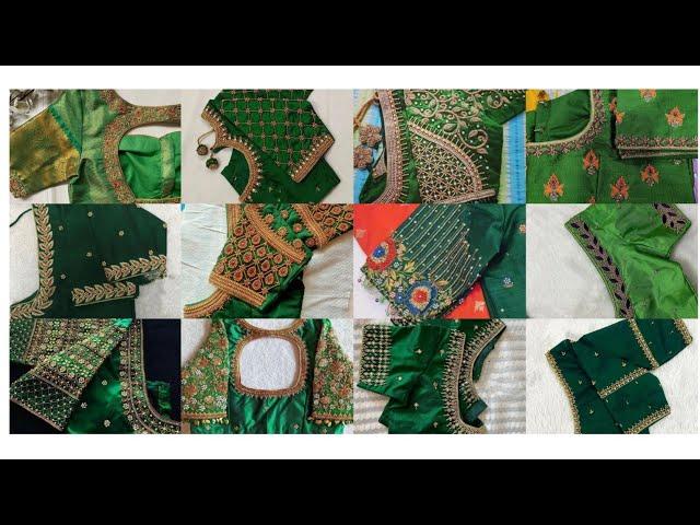 Trendy Green Color maggam work Blouse Design/Aari work Blouse Hand Design /Blouse work Design Latest