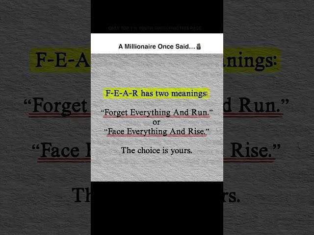FEAR Has 2 Meanings You Decide Who You Become #motivation #successmindset