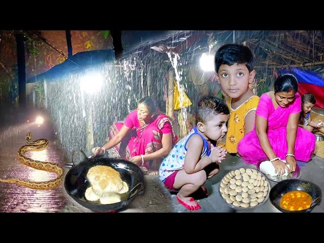 My Village Life। Villlage Women With Her Daily Night Routine In Heavy Rain। Cooking Village Food