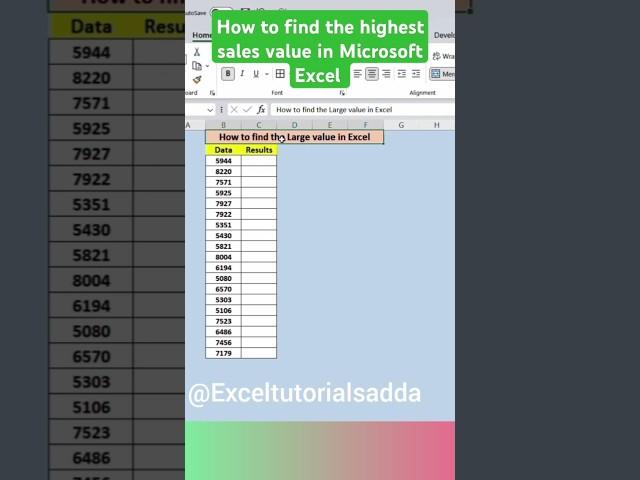 How to get the highest sales value in Excel #excelshorts #excelvideos #exceltutorials #excelformula