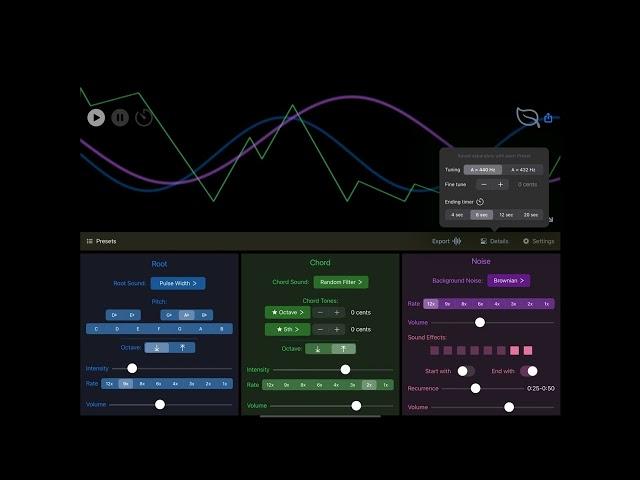 DroneLab soundscape synth for iPad/iPhone updated to v1.3 - adds sound randomization, visual enhance