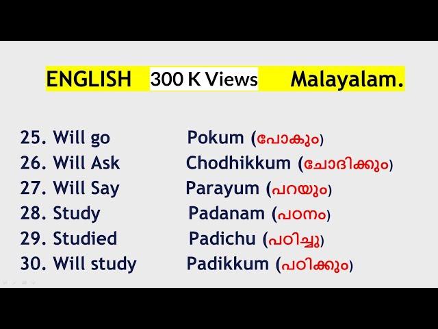 100 Simple and Useful Words in Malayalam and English | English with Jintesh |