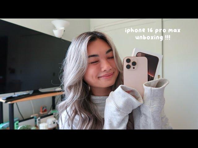 iphone 16 pro max unboxing! pick up, unbox, & set up my new desert titanium 1 tb iphone 16 pro max!