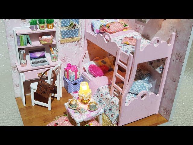 DIY Miniature dollhouse "Mood for Love" - Cute pink room for tiny BJD