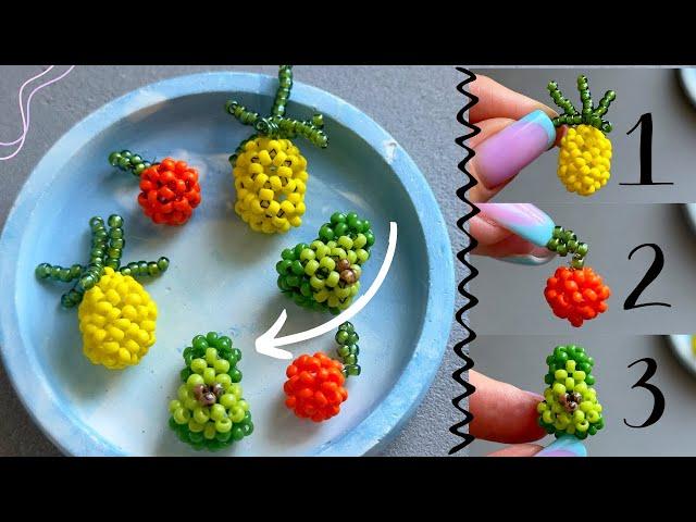 Tutorial on beaded avocado, orange and pineapple. How to make 3D beaded fruit