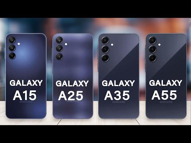 Samsung Galaxy A55 Vs Galaxy A35 Vs Galaxy A25 Vs Galaxy A15 Specs Review | Galaxy A Series 2024