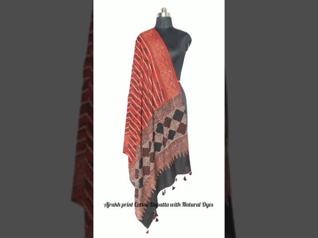 Ajrakh print natural Dye Cotton Dupatta