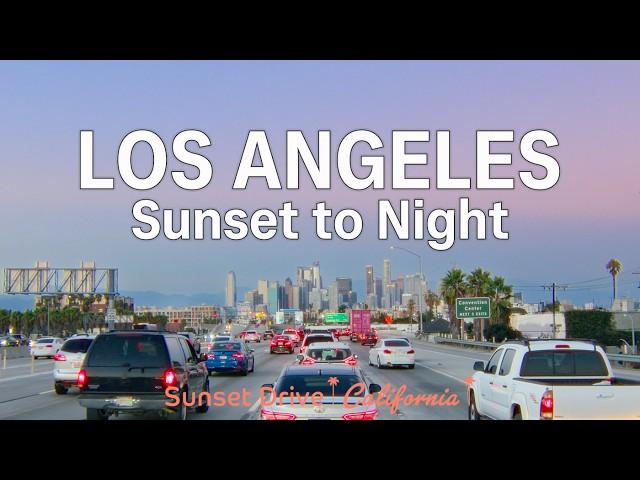 Sunset to Night Driving LA from South Los Angeles to Beverly Hills via Rodeo Drive & West Hollywood