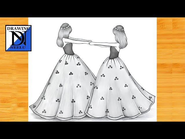 How to draw a two Girl Friendship -Best Friend Drawing || Pencil sketch for beginner || Girl drawing