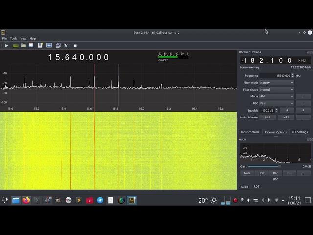 Radio Azadi (Radio Free Afghanistan) 15640 khz on RTL-SDR Blog V3 with Gqrx SDR (2339.50 km away)