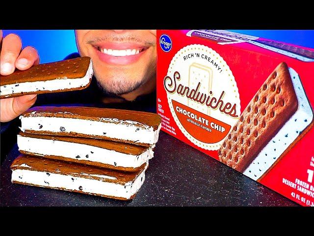 ASMR Ice Cream Sandwiches Eating Chocolate Chip Crunchy CANDY Sweets Review Channel Jerry