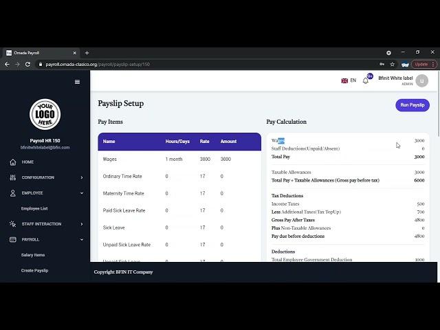 Create Payslip for an Employee | HR Payroll | BFinit White Label