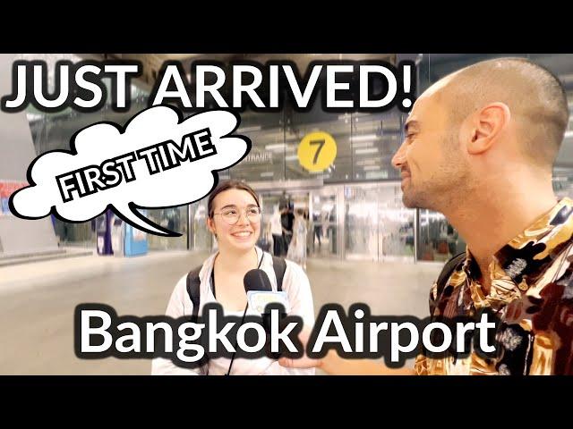 | A BUNCH OF PEOPLE ARRIVING At Suvarnabhumi Airport, Bangkok Thailand