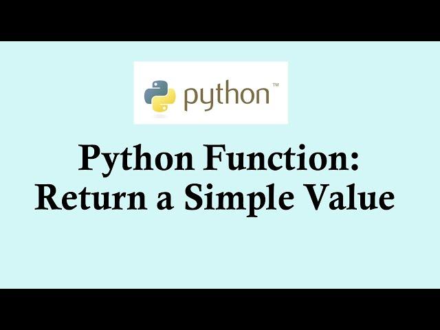 Python basic course -function return simple value