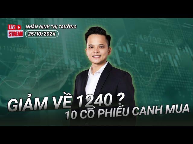 Chứng khoán hôm nay | Nhận định thị trường 25/10/2024: Giảm về 1240 ? Top 10 cổ phiếu canh mua