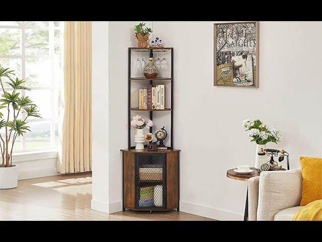 VECELO Corner Shelf, 63 Inch Tall Storage Cabinet, 5-Tier Bookshelf Display Shelves Rack