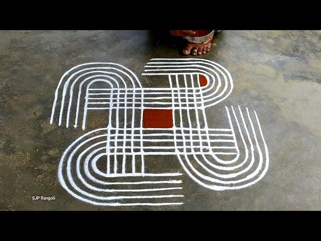 Aani madham Rangoli / Flowers Padi kolam / Simple muggulu