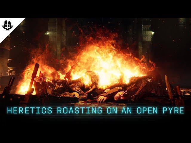  Cozy Heretic Fireplace 4K (10 HOURS) Crackling Fire Sounds Burning, Decomposing Flesh Ambience 