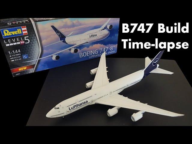 Revell Boeing 747-8 Lufthansa Time-lapse Build (Plane Model 1/144 Scale)