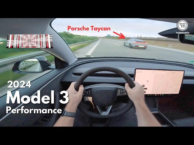 2024 TESLA MODEL 3 PERFORMANCE (460Hp) TOP SPEED *263km/h* ON THE GERMAN AUTOBAHN