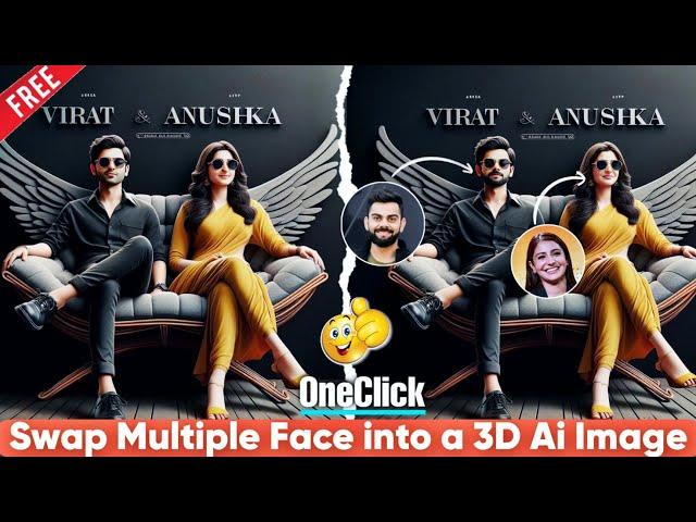 Swap Multiple Faces into 3D Ai Image tutorial||Add your face on Ai 3D images#editing #bing