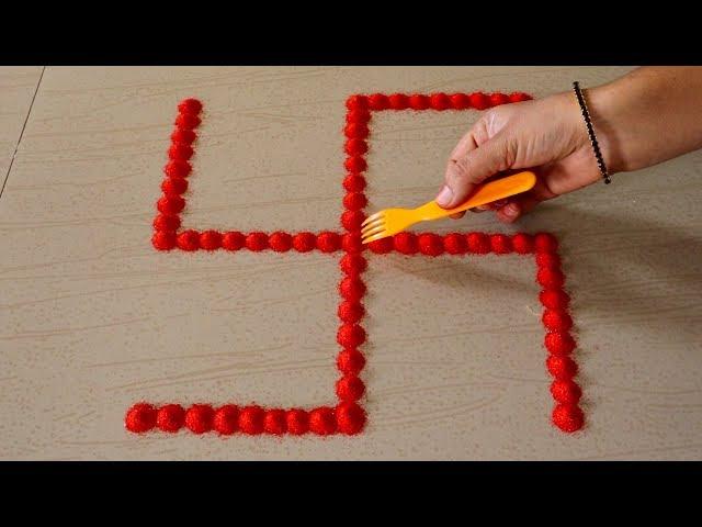 Easy Swastik Rangoli For Festivals | Easy Pandaga Muggulu | Easy Kolam Design