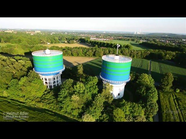 Die Wassertürme der Gelsenwasser AG in Herten von oben