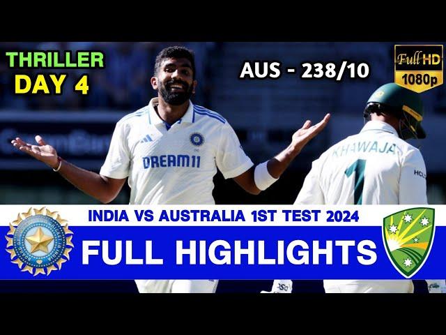 India vs Australia 1st Test Cricket Match Day 4 Full Highlights Cricket Live Highlights 25/11/2024