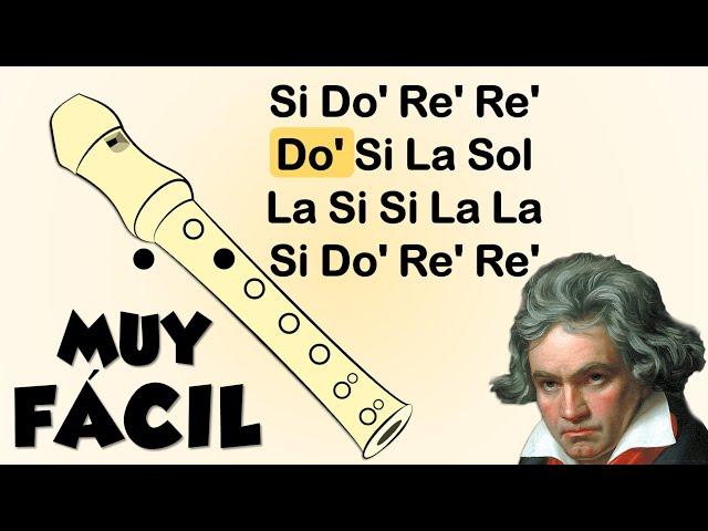  Himno de la Alegría de Beethoven  flauta dulce fácil, tutorial con animación + notas