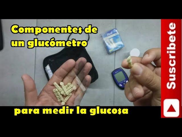 Componentes de un glucómetro para medir la glucosa