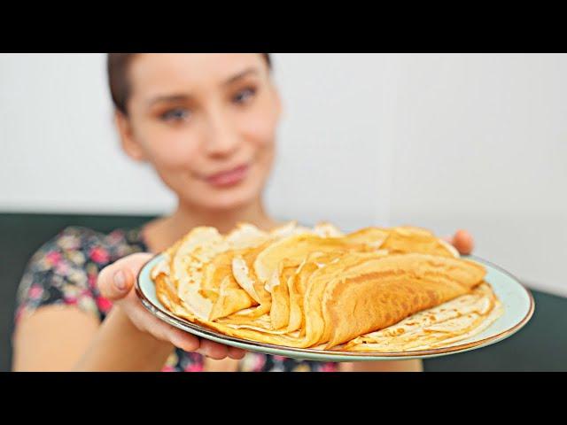 Perfect pancakes! Thin tender pancakes with milk!