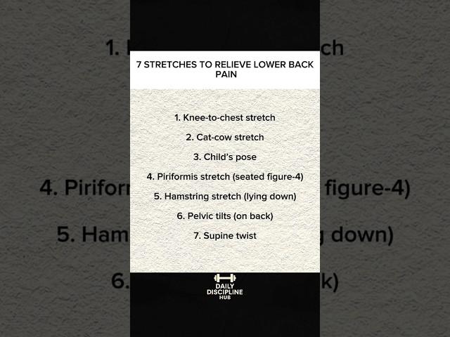 THESE 7 STREACHES RELIEVE YOUR BACK PAIN#DailyDisciplineHub#hustletogether #alphamindset#health