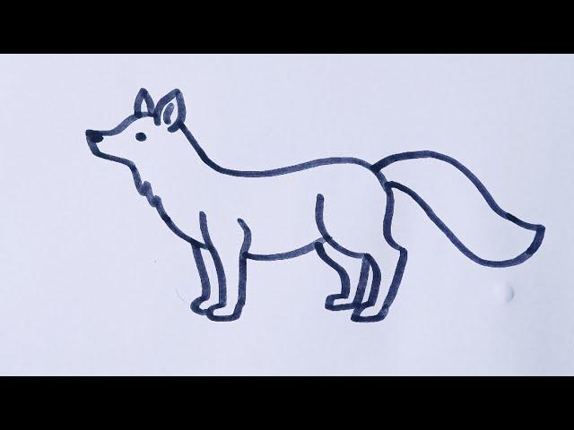 How to draw a Fox/easy step by step/simple Fox outline drawing