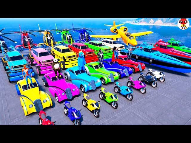 GTA  5GTA V Spiderman! Super Car,Motorcycle, Helicopter, Boats! Epic Stunt Card for Superheroes #6