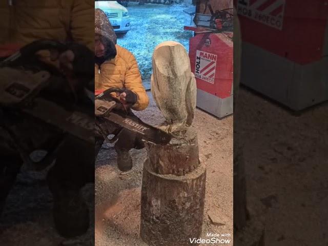 [Rzeźbienie piłą łańcuchową]sowa/ owl / chainsaw carving/pasja/ rękodzieło / homemade/