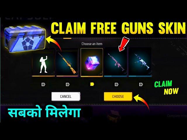 Choose 1 of 3 Free Guns Skin Free Fire | Free Fire New Event Today | Free Guns Skin Event Free Fire