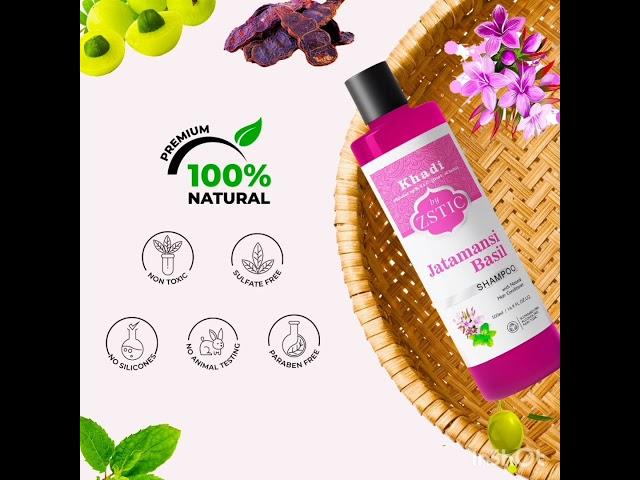 Khadi Zstic available at Amazon         jatamansi -Basil Shampoo.