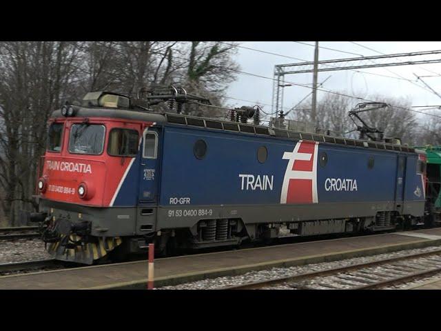 Train Hungary (Croatia) grain hoopers freight train, Locomotive: EL5100 884-9 Učka, Skrad 27.12.2022