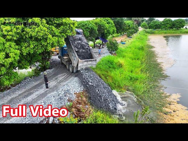 Full Video, Processing Filling Up Foundation Road construction, Skill Driver Bulldozer Push Stone